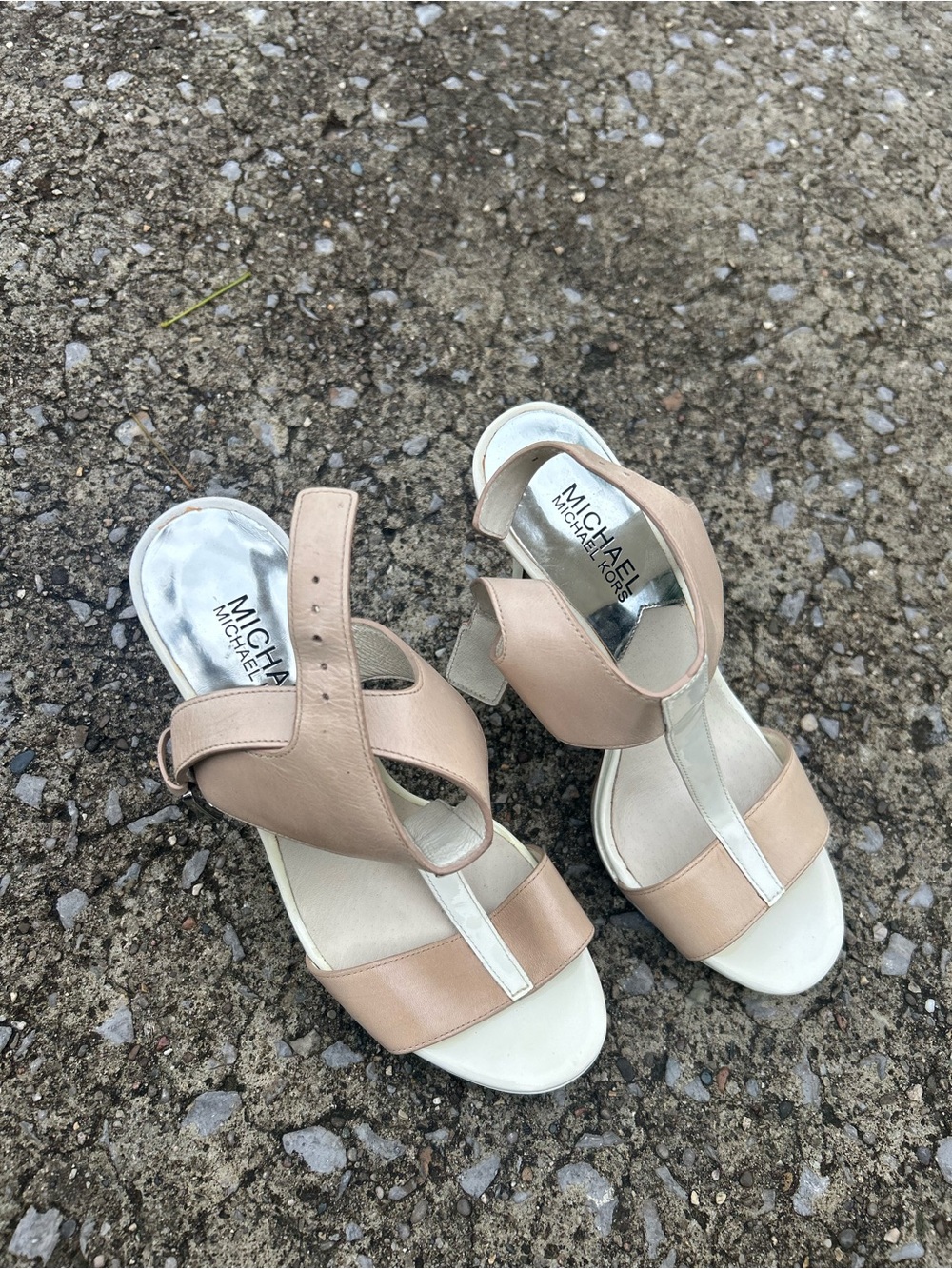 Michael Kors Nude Blush & White Strappy Heels